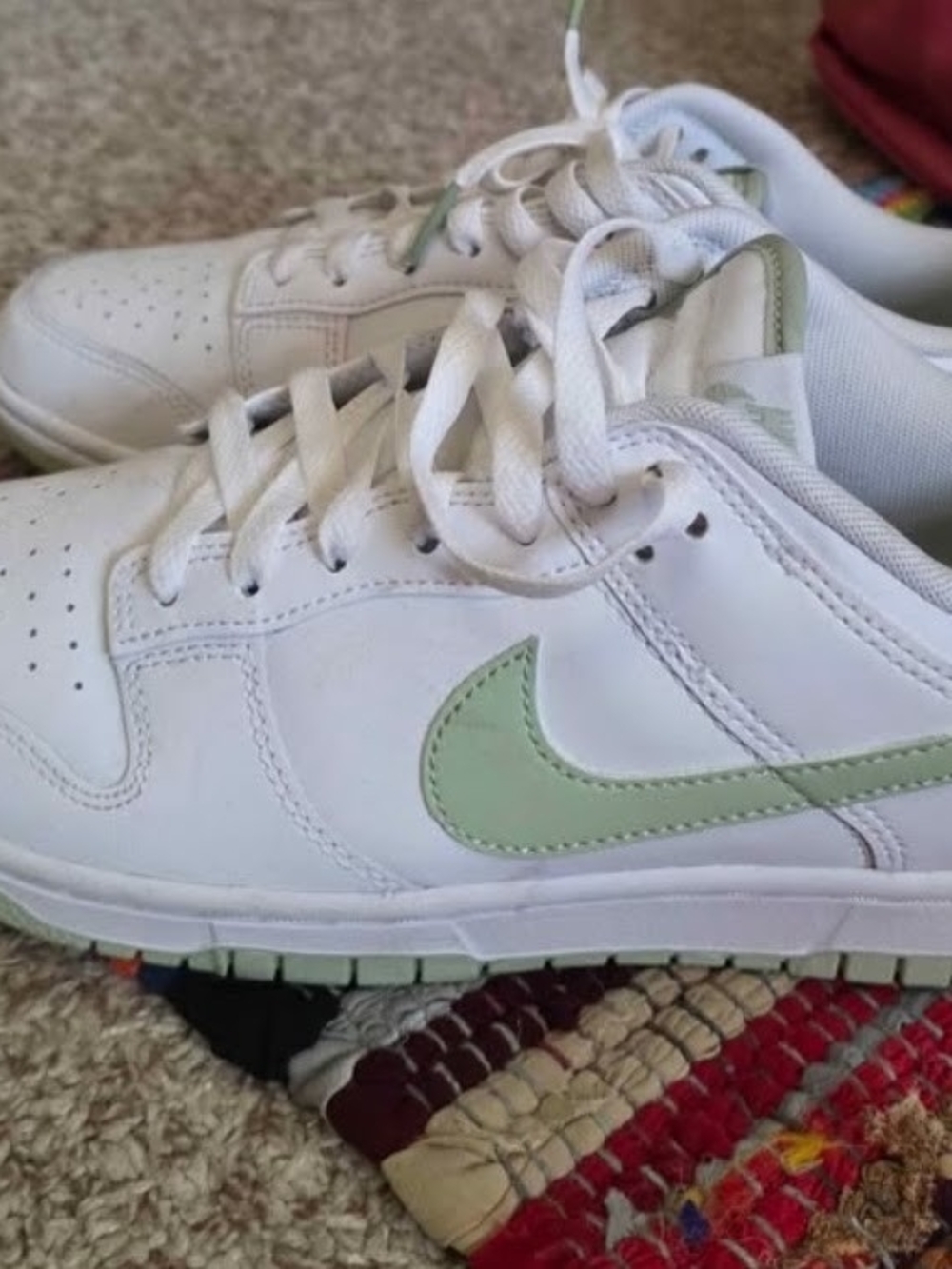 Nike White Sneakers with Mint Green Swoosh